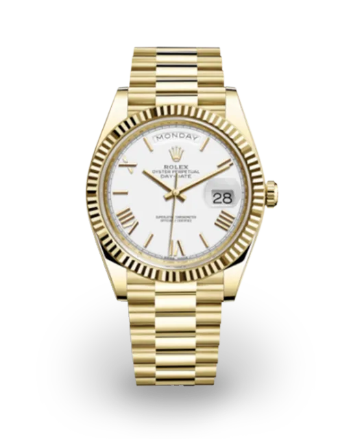 Rolex Day-Date 40 Yellow Gold / Fluted / White / Roman 228238-0042  Model Image