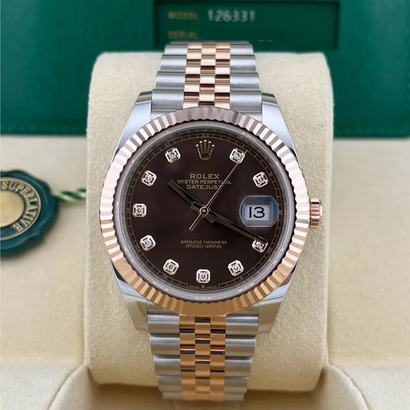 2023 Rolex Datejust 41 Two-Tone / Fluted / Chocolate / Diamond-Set / Jubilee 126331-0004 Listing Image 2