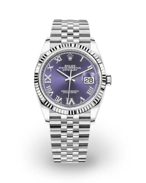 Rolex Datejust 36 Fluted / Aubergine / Diamond-Set Roman / Jubilee 126234-0021  Model Image