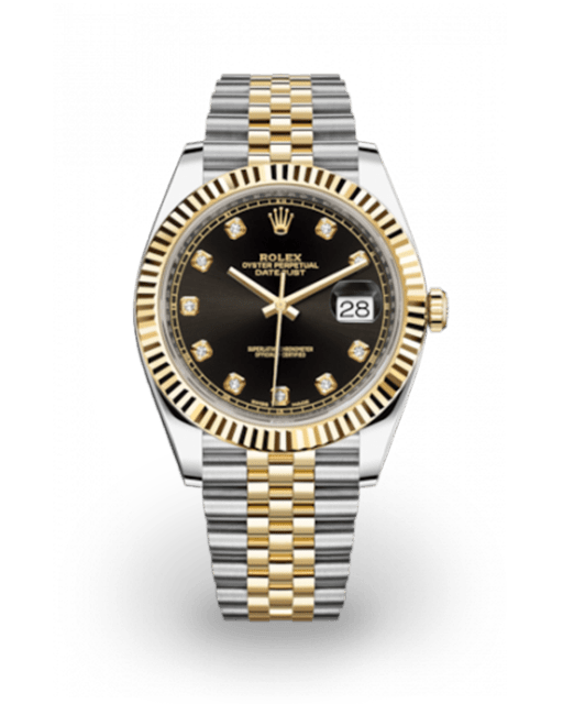 Rolex Datejust 41 Two Tone Fluted Black Diamond Set