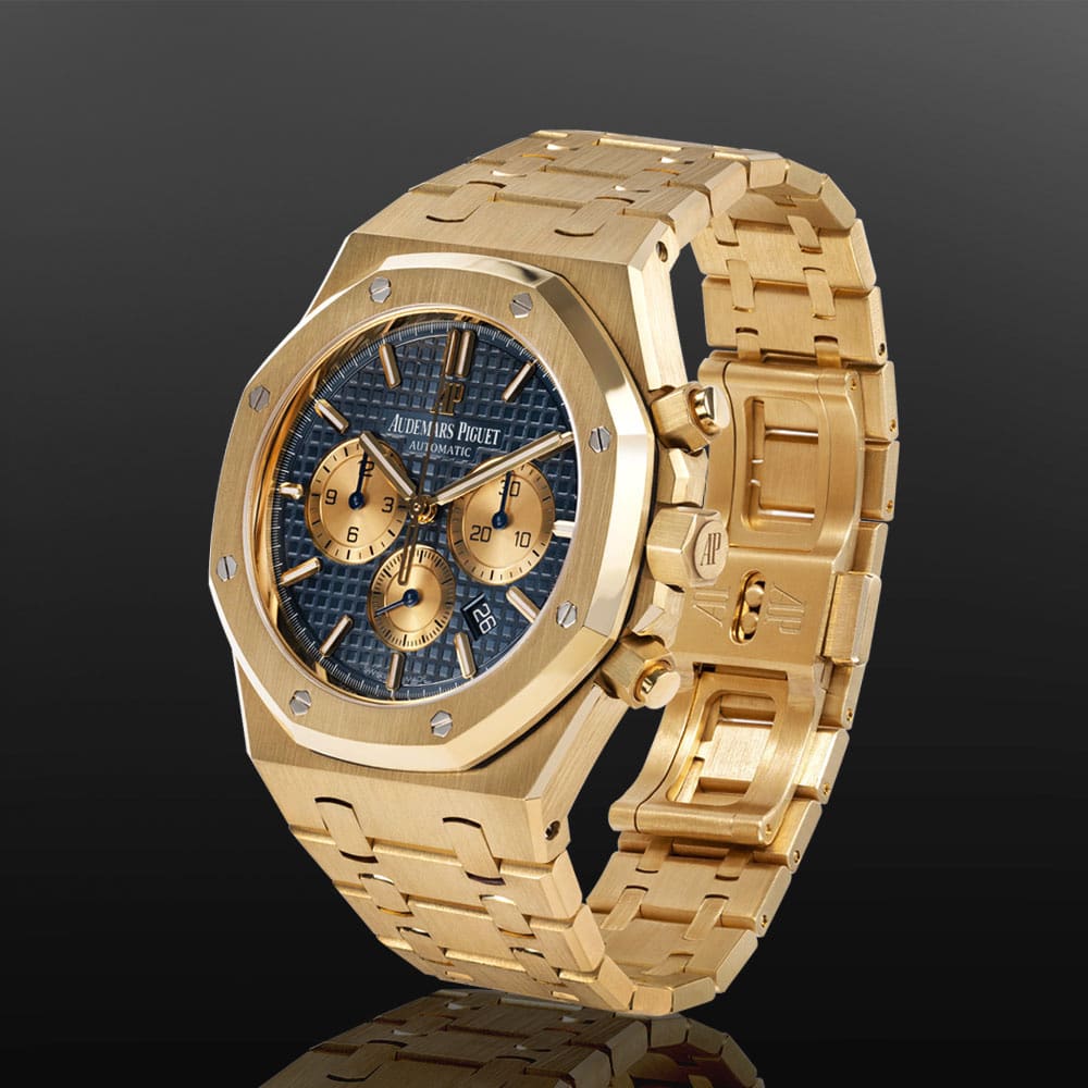 Audemars Piguet Royal Oak Chronograph 26320BA 41MM Blue Dial With Yell -  OMI Jewelry