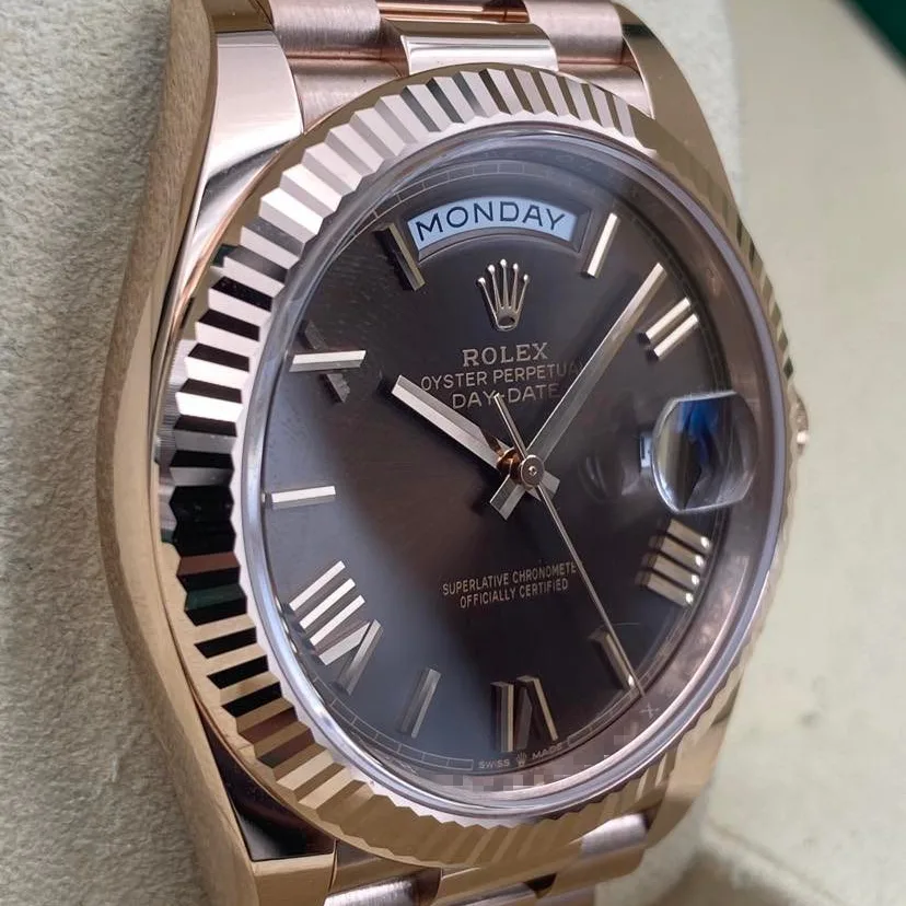 2022 Rolex Day-Date 40 Rose Gold / Fluted / Chocolate / Roman 228235-0002 Listing Image 3