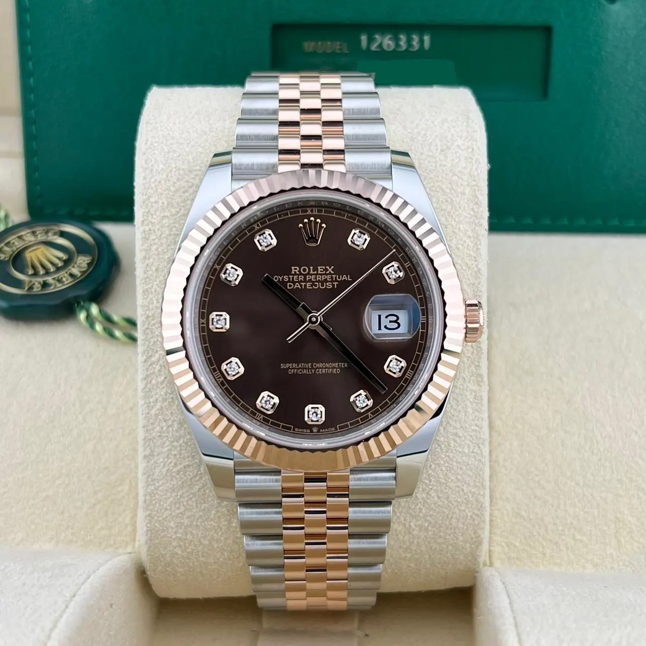 2023 Rolex Datejust 41 Two-Tone / Fluted / Chocolate / Diamond-Set / Jubilee 126331-0004 Listing Image 1