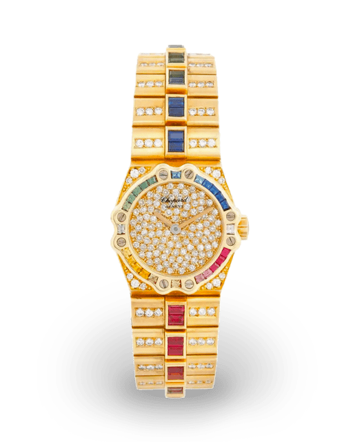 Chopard St. Moritz / Yellow Gold / Diamond-Paved / Rainbow-Set Sapphires /  Diamond and Sapphire Rainbow-Set 25/4334-24