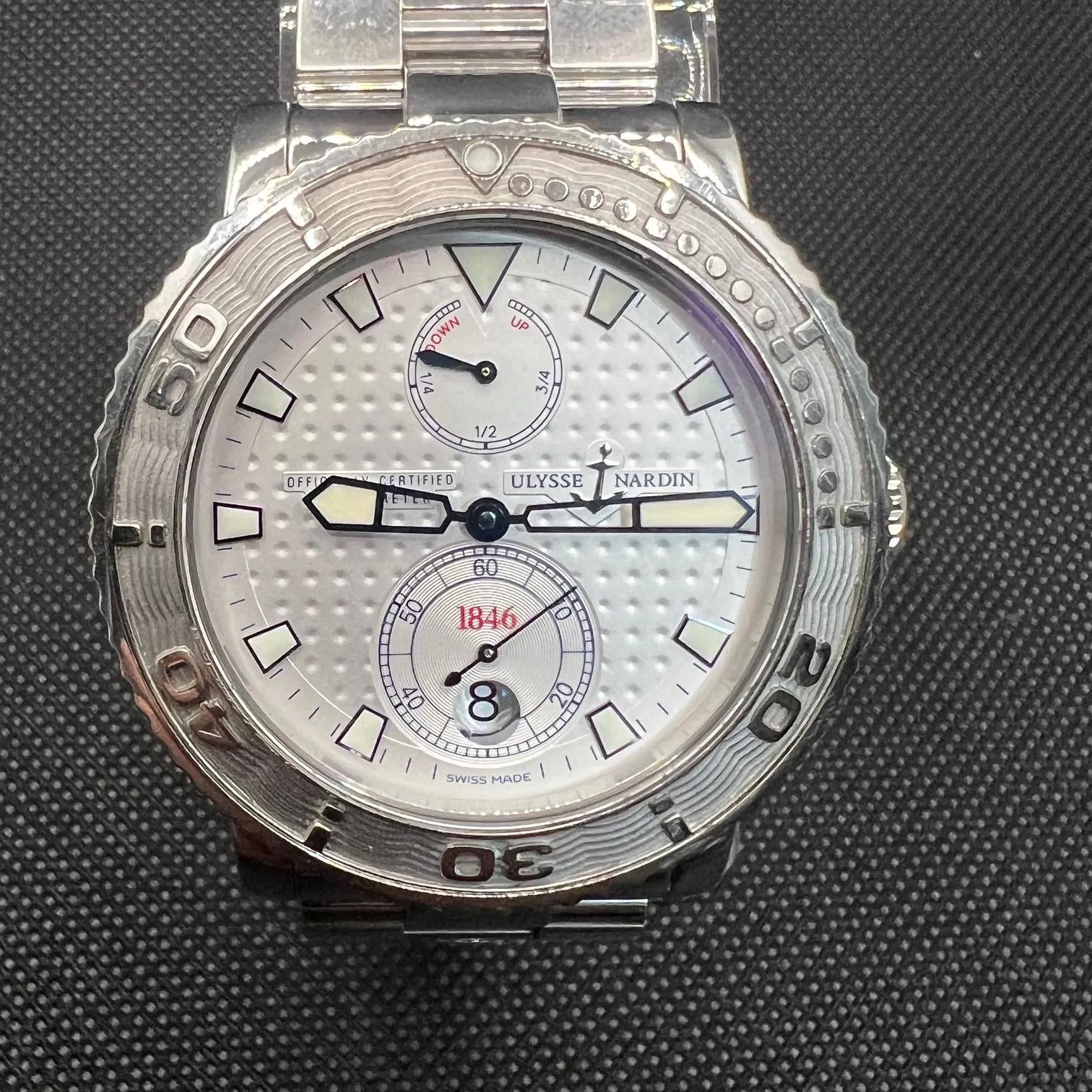 Ulysse Nardin Maxi Marine Diver 40 Steel / Silvered / Bracelet 263-55-7