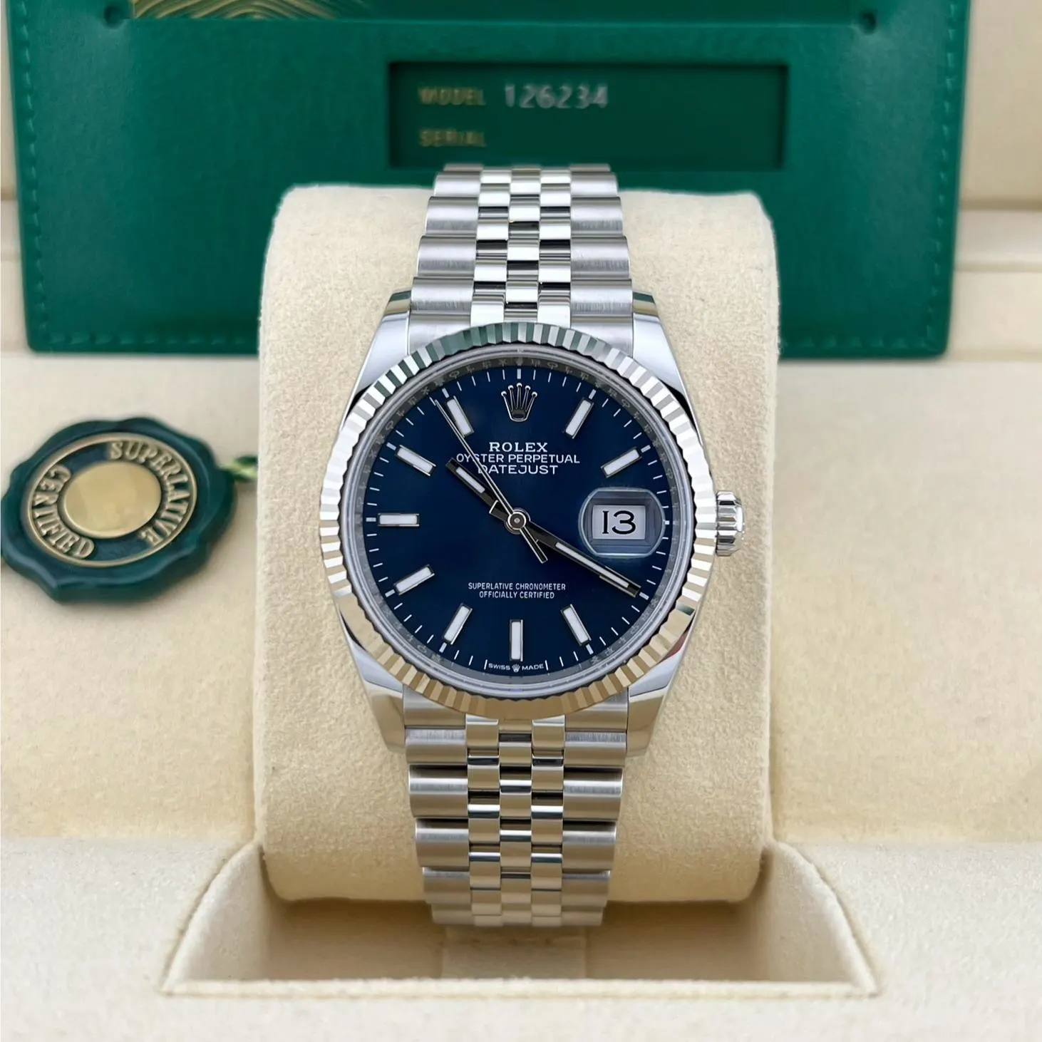 2023 Rolex Datejust 36 Steel / Fluted / Blue / Jubilee 126234-0017 Listing Image 2