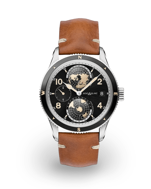 Montblanc 1858 Geosphere 42 Steel Ceramic Black Arabic Strap 119286 Watches Bezel