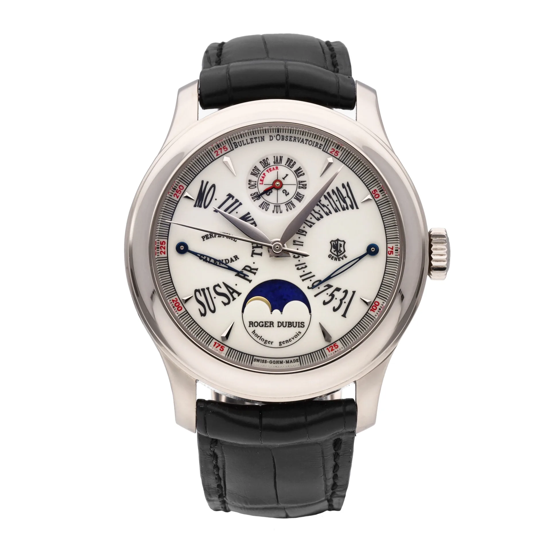 Roger Dubuis Hommage Perpetual Calendar 39 White Gold / White / Strap - Limited to 28 Pieces H37 5772 0