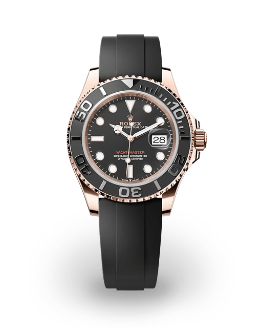 Rolex Yacht Master 40 Rose Gold Black Dial Rubber Strap 126655