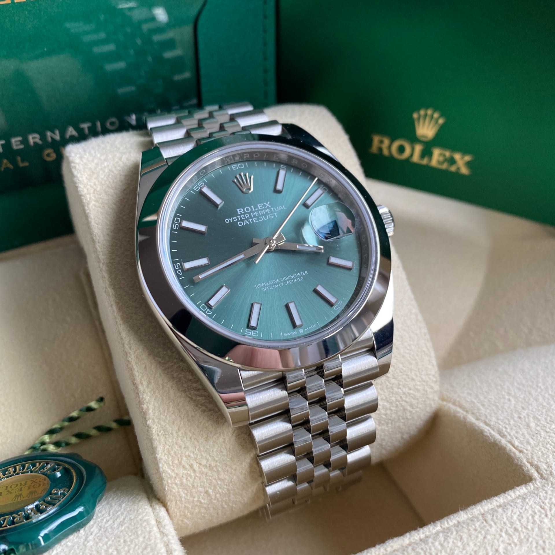 Rolex datejust fond vert hot sale