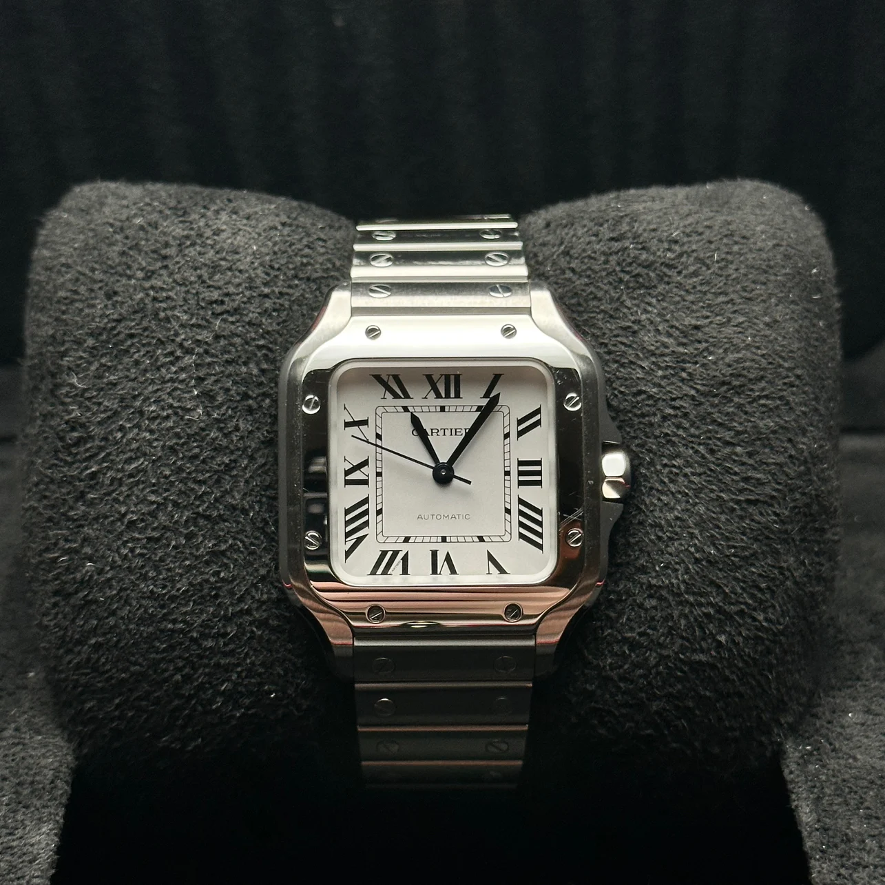 2025 Cartier Santos de Cartier Medium Steel / Silvered / Roman / Bracelet WSSA0029