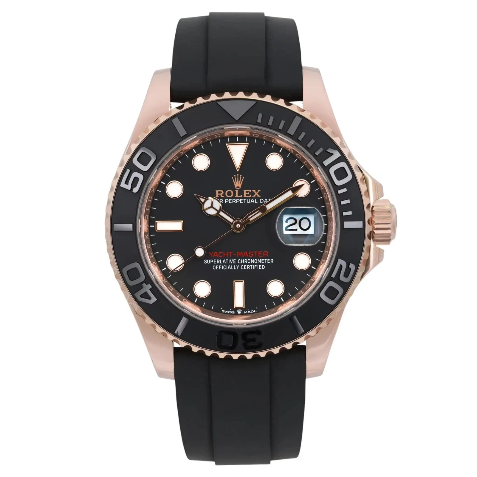 2022 Rolex Yacht-Master 40 Rose Gold / Black / Oysterflex 126655-0002