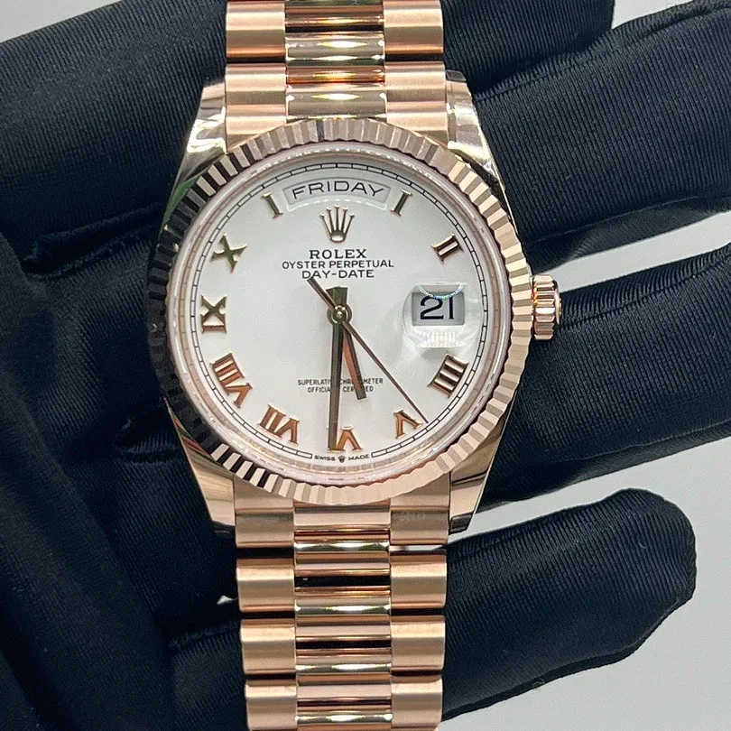 2022 Rolex Day-Date 36 Rose Gold / Fluted / White / Roman / President 128235-0052 Listing Image 1