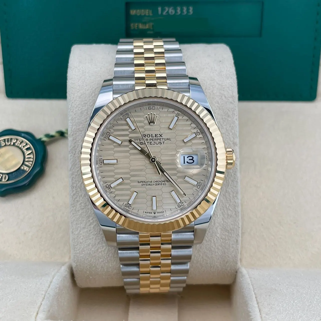 2022 Rolex Datejust 41 Two Tone Fluted Fluted Motif Jubilee 126333 0022 Watch Trading Co. Powered By Bezel