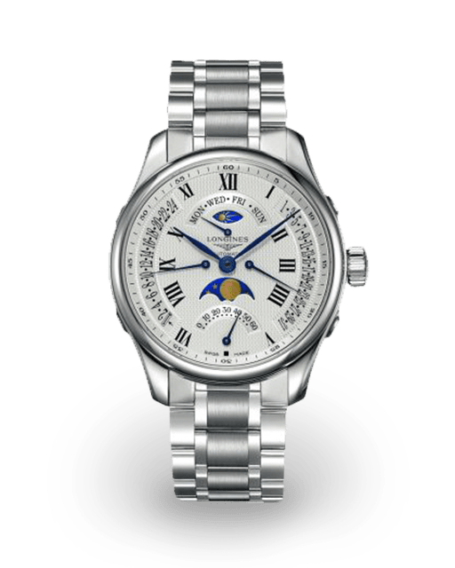 Longines Master Collection 44 Retrograde Moonphase Stainless Steel ...