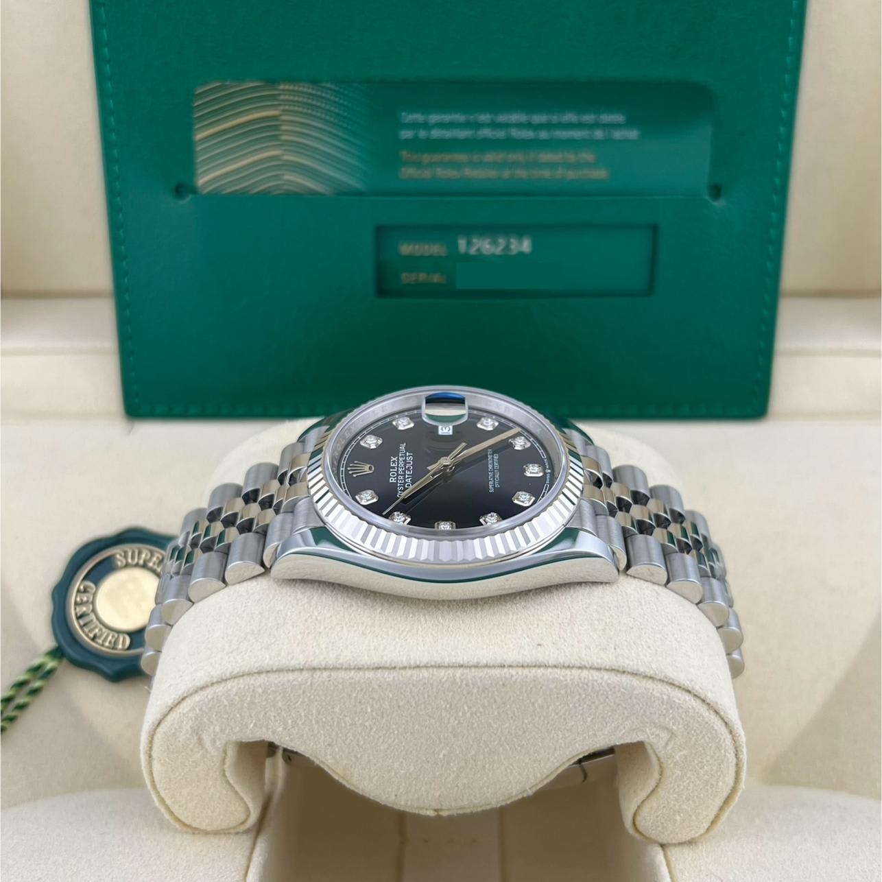 2022 Rolex Datejust 36 Fluted / Blue / Diamond-Set / Jubilee