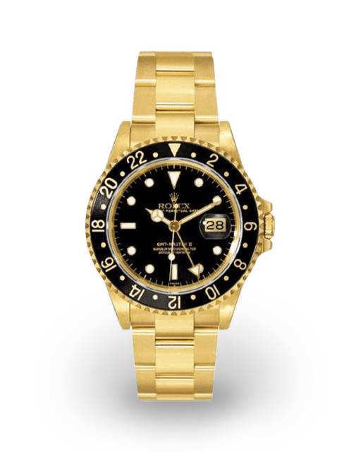 Rolex GMT Master II Yellow Gold Black 16718 Watches Bezel