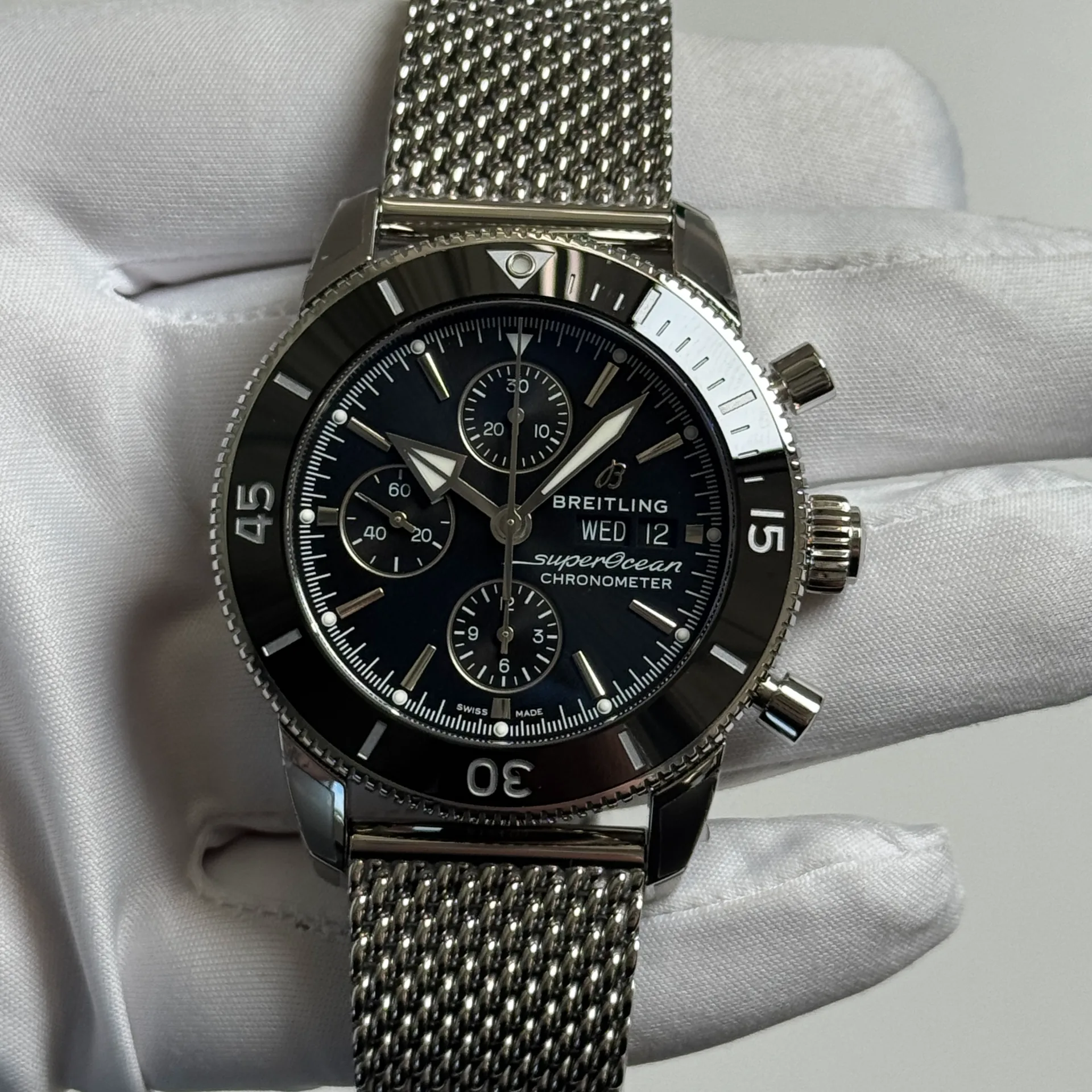 Breitling Superocean Heritage II Chronograph 44 Steel / Black / Milanese A13313121B1A1