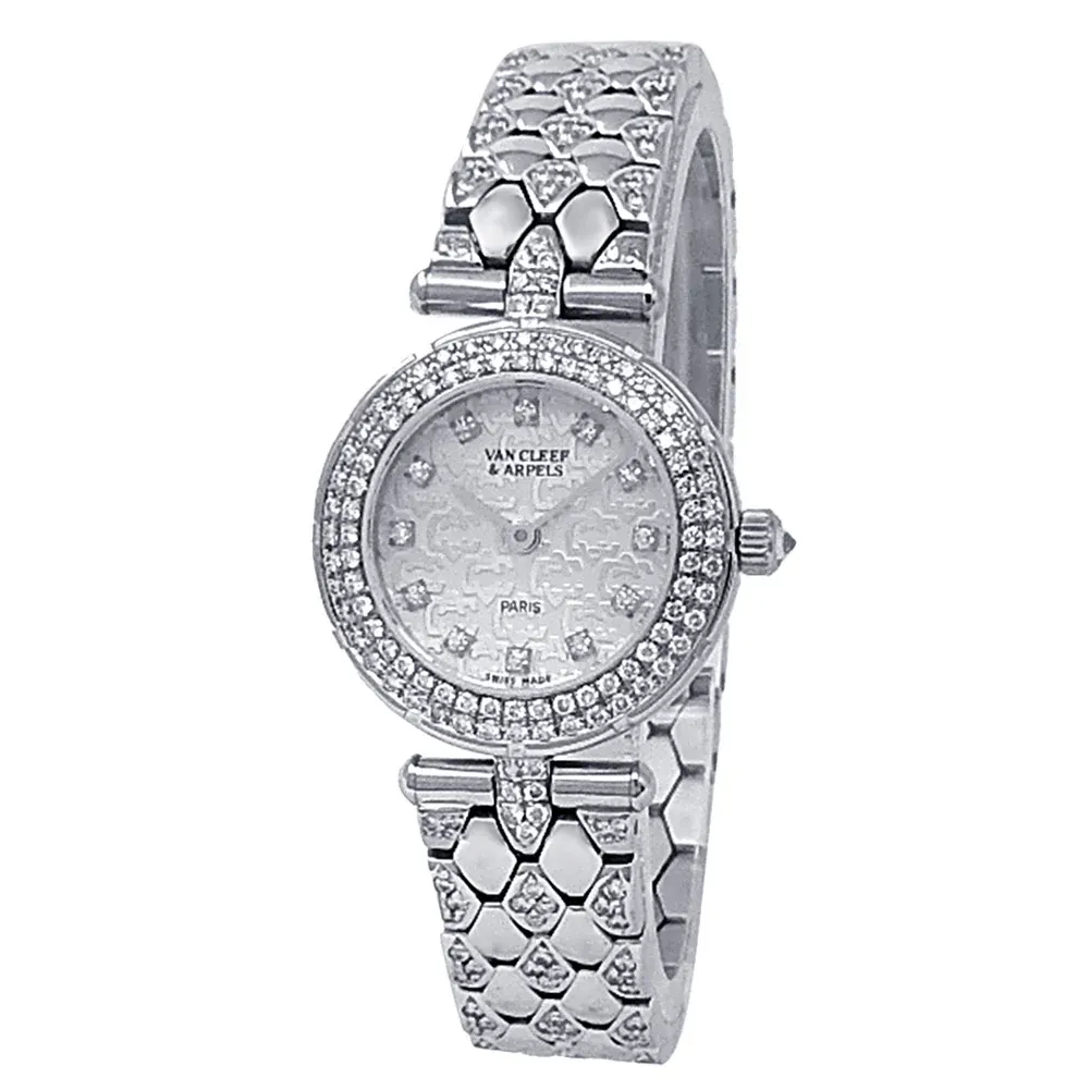 Van Cleef & Arpels Sports Diamond Quartz 24 White Gold / Diamond-Set / Silvered / Diamond-Set / Bracelet 33607 B2 HL3