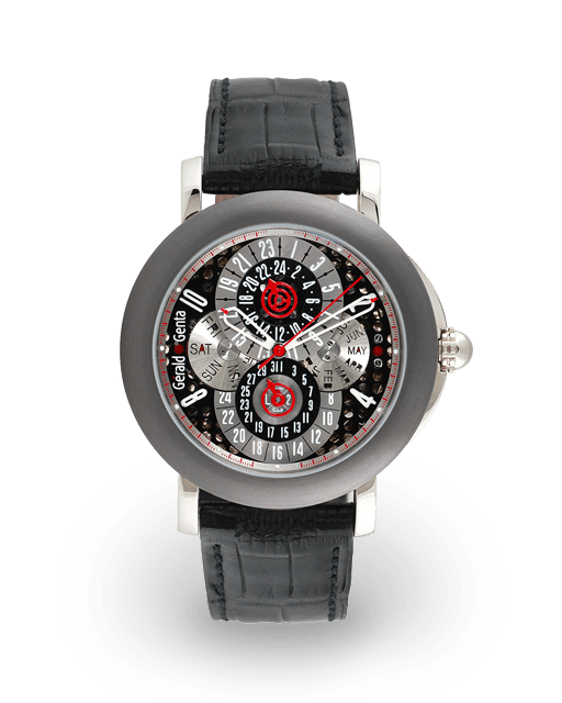 Gerald Genta Arena Perpetual Calendar GMT 45 White Gold