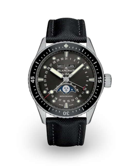 Blancpain Fifty Fathoms Bathygraphe Quantième Complet Black / Grey / Black Canvas 5054-1110-B52A  Model Image