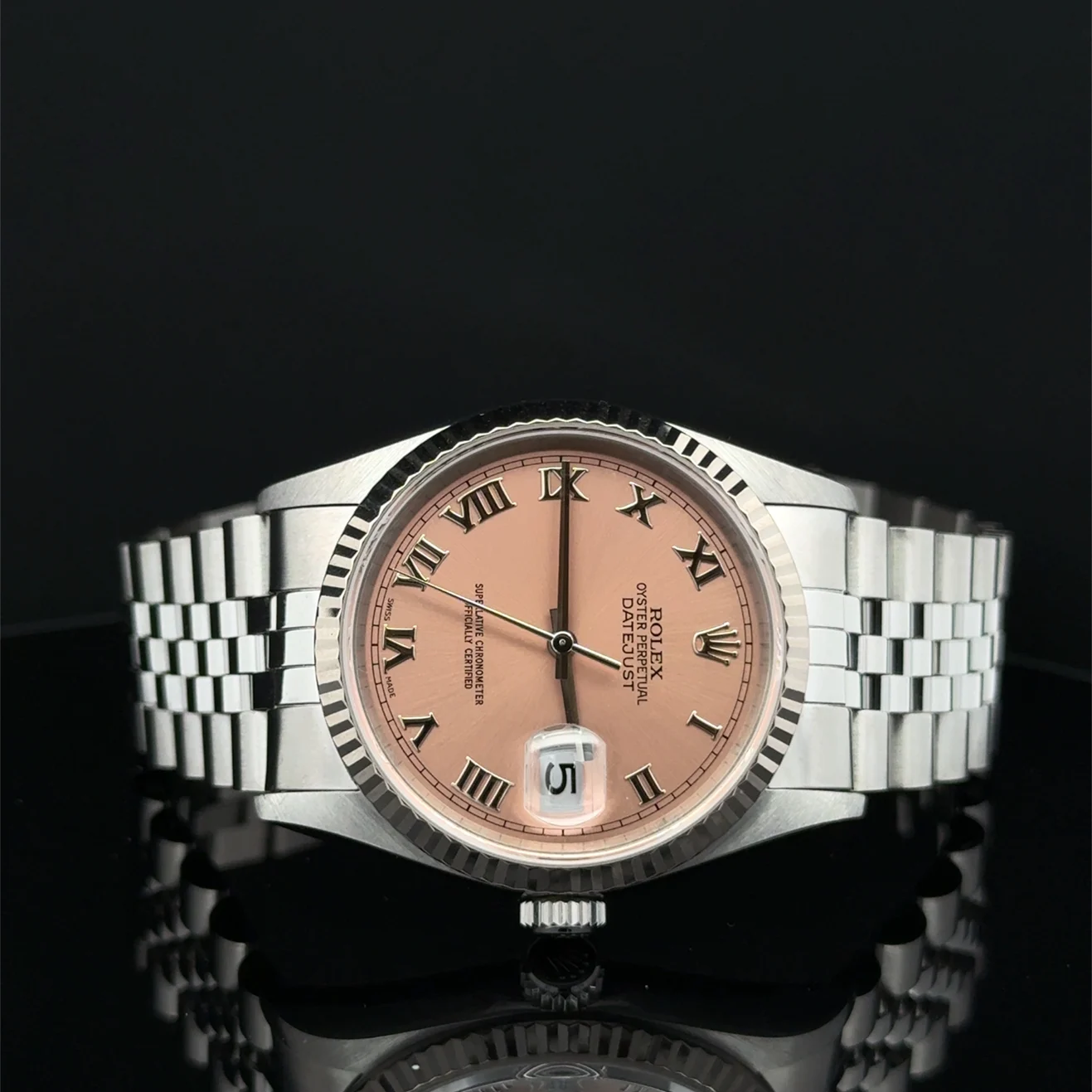 1998 Rolex Datejust 36 Steel / Fluted / Salmon / Roman / Jubilee 16234