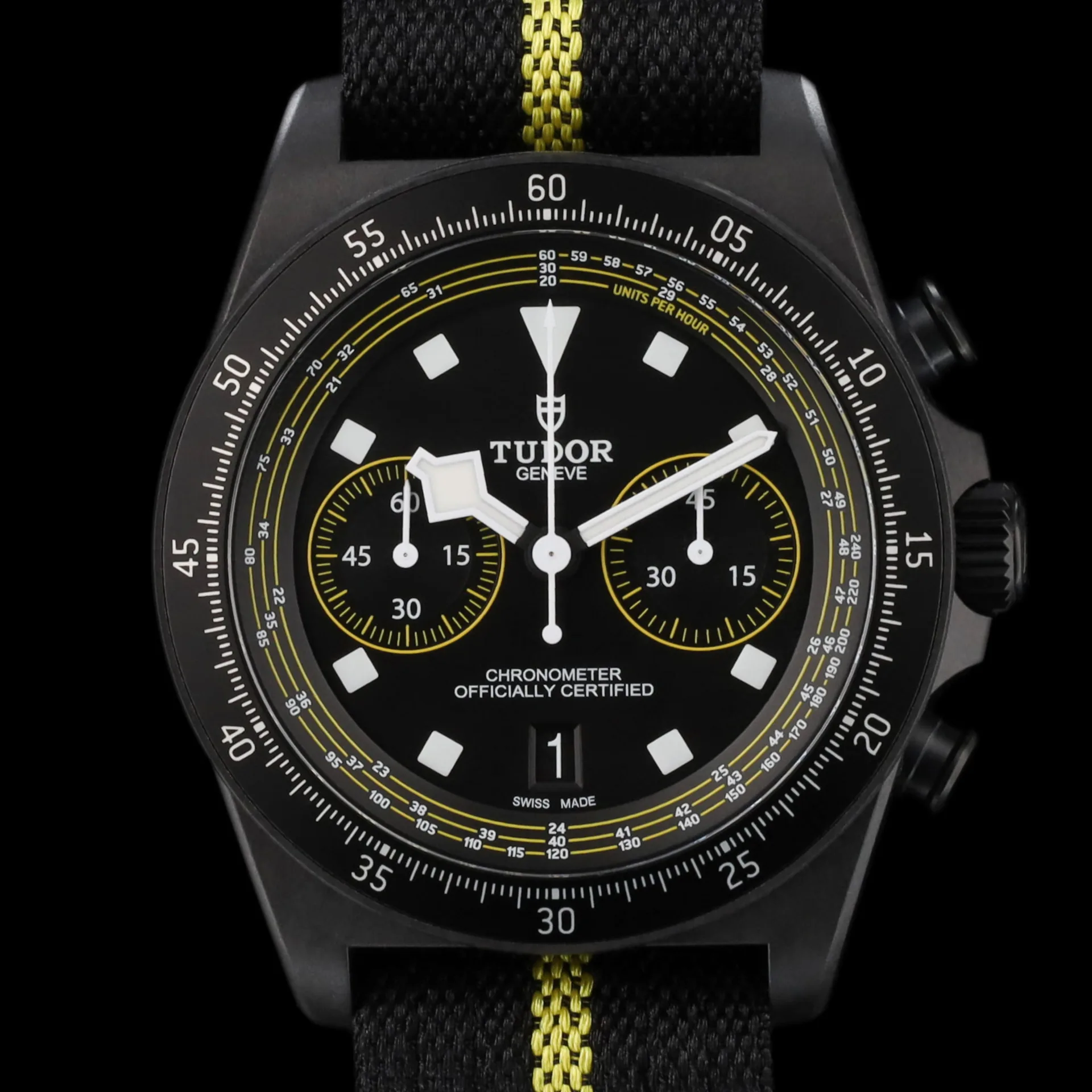2025 Tudor Pelagos FXD Chrono "Yellow" Tour de France 42 Matte Black Carbon / Black / Strap - Limited to 300 Pieces M25827KNJN-0001