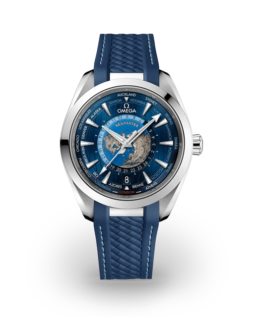 Omega Seamaster Aqua Terra 150M Master Chronometer 43 Worldtimer Stainless Steel / Blue / Rubber 220.12.43.22.03.001  Model Image
