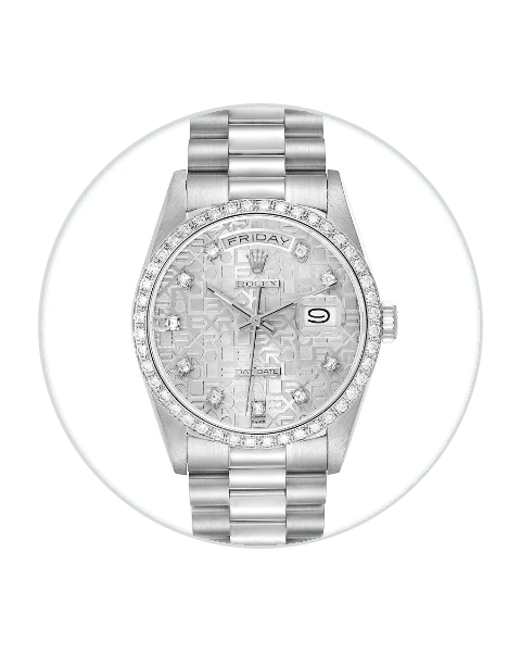 Rolex Day-Date 36 White Gold / Diamond-Set / Silvered / Diamond-Set / President 18349  Model Image