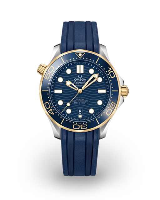 Omega Seamaster Diver 300M Master Co-Axial 42 Stainless Steel / Yellow Gold / Blue / Rubber 210.22.42.20.03.001  Model Image