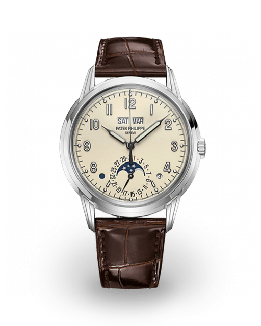 Patek Philippe Perpetual Calendar White Gold Lacquered Cream 5320G 001 Watches Bezel