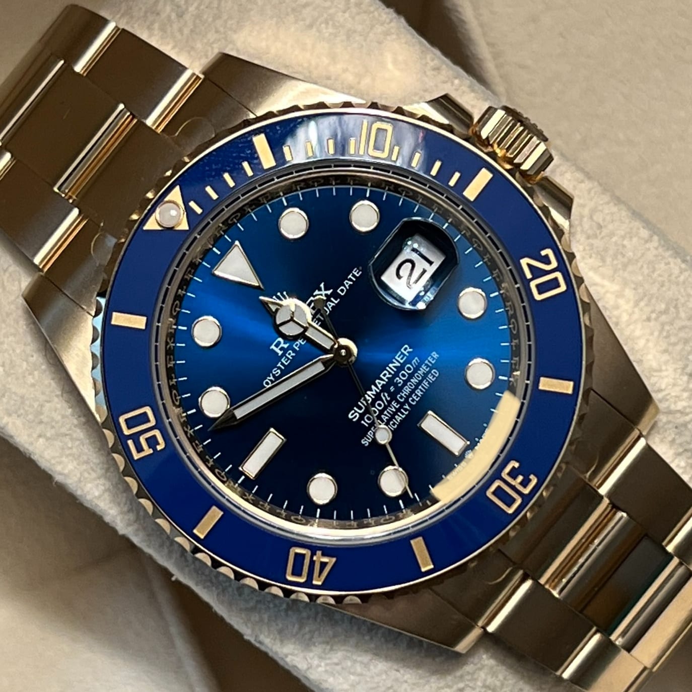 Rolex Submariner 41 Blue Dial Yellow Gold Watch