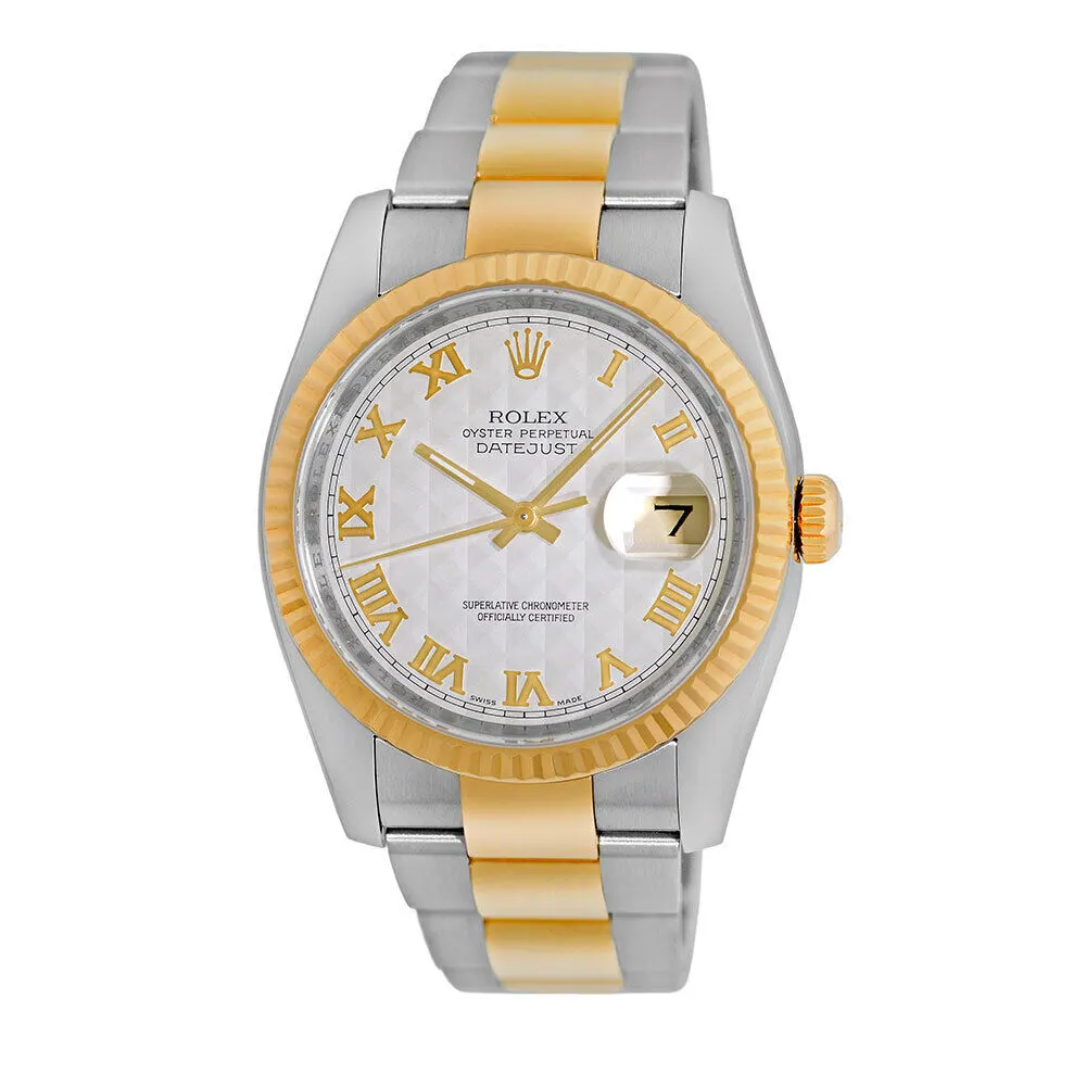 2014 Rolex Datejust 36 Two-Tone / Fluted / Ivory Pyramid-Motif / Roman / Oyster 116233 Listing Image 1