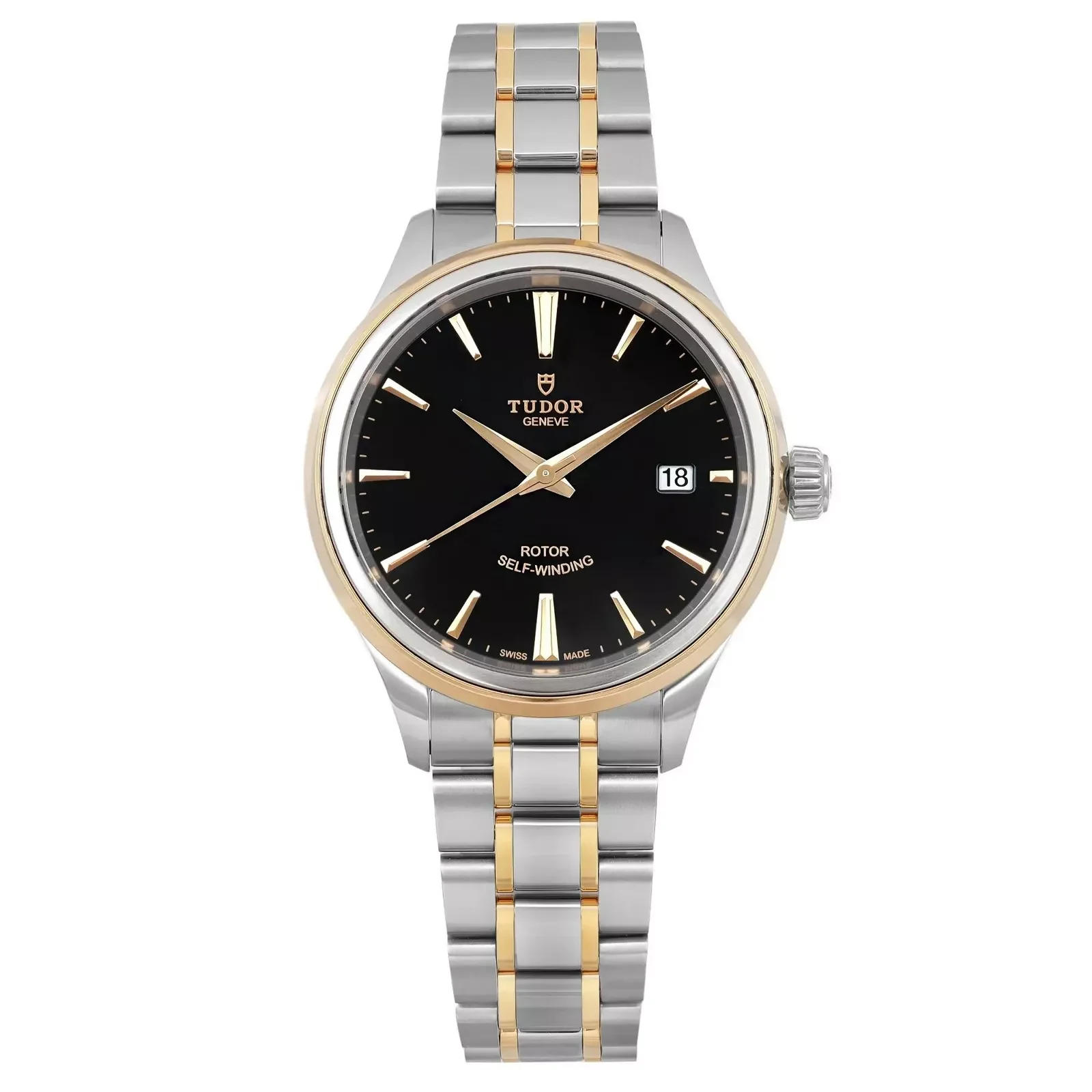 Tudor Style 38 Two-Tone / Smooth / Black / Bracelet M12503-0003