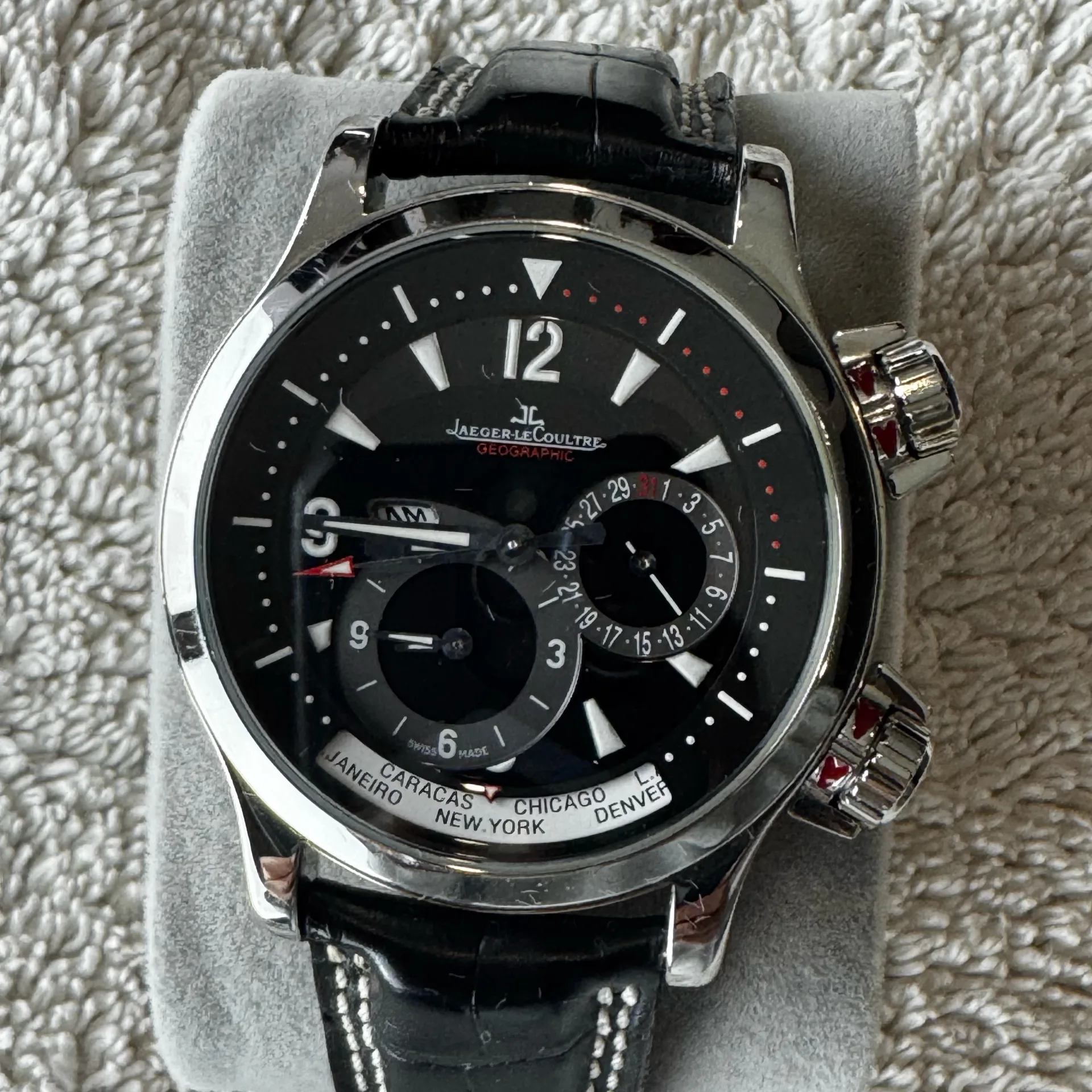 2005 Jaeger-LeCoultre Master Compressor Geographic 41.5 Steel / Black / Arabic / Bracelet Q1718170
