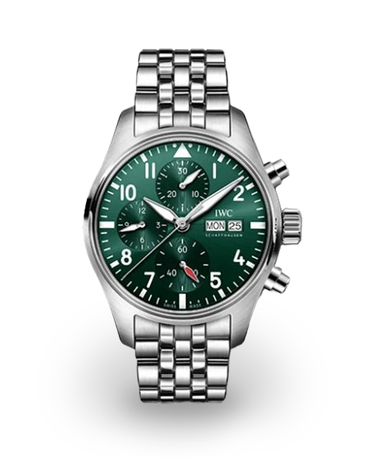 IWC Pilot's Watch Chronograph 41 Stainless Steel / Green / Bracelet IW3881-04  Model Image