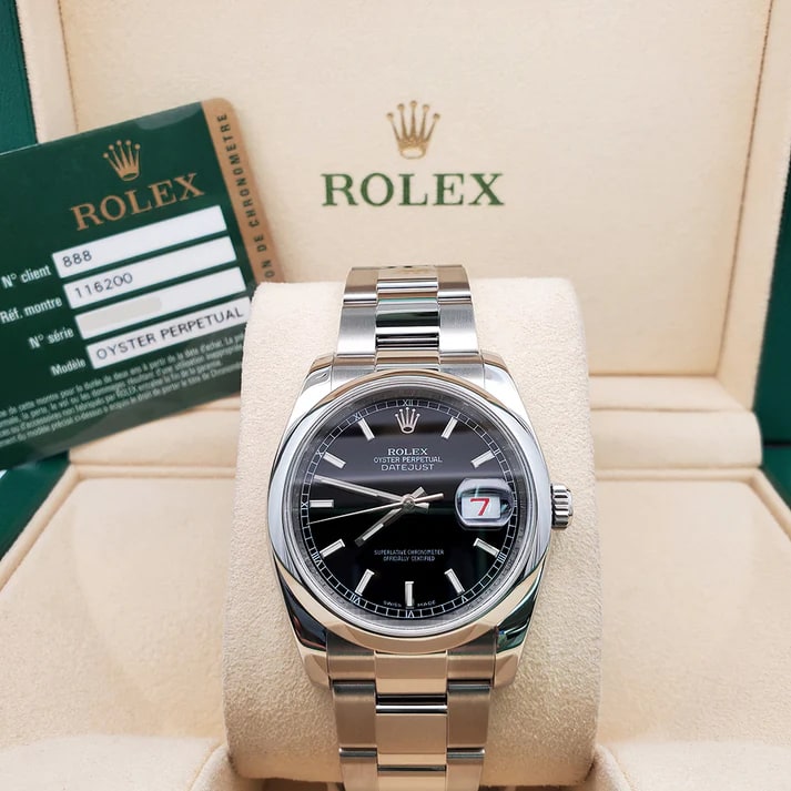 Rolex Datejust 36 Smooth / Black / Oyster 116200-0059