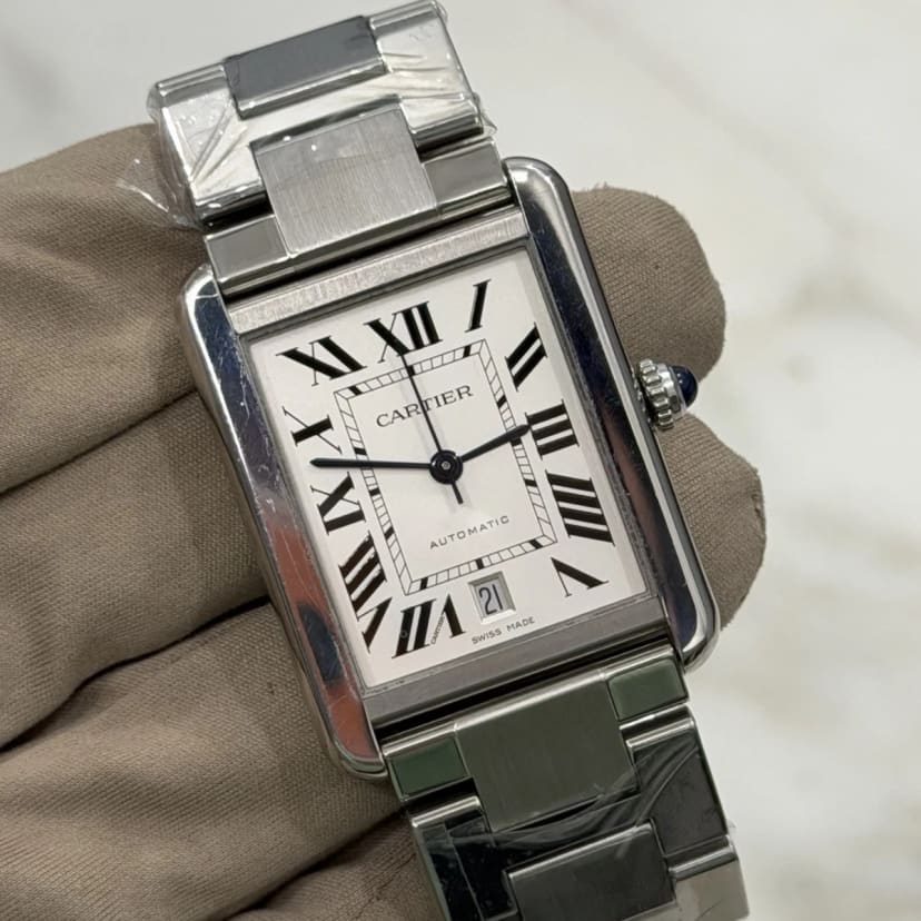 Cartier Tank Solo Automatic XL Steel / Silvered / Roman / Bracelet