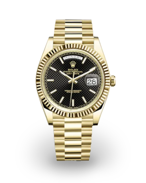 Rolex Day-Date 40 Yellow Gold / Fluted / Black Diagonal 228238-0007  Model Image