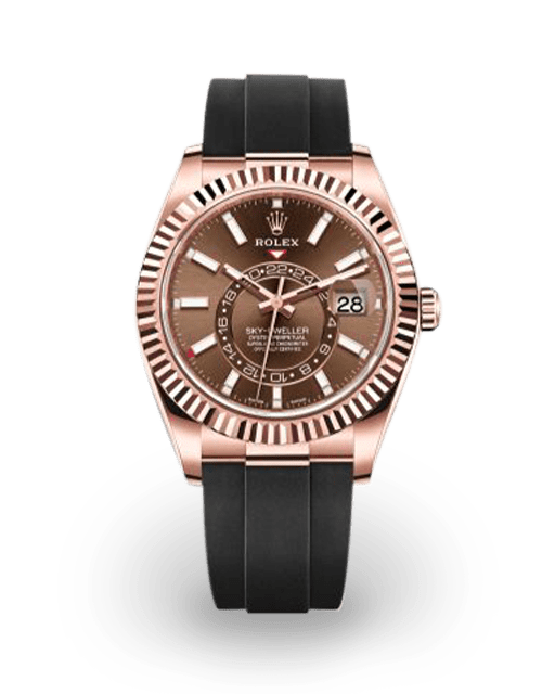 Rolex sky dweller shop rose gold black dial