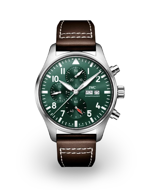 IWC Pilot's Watch Chronograph 43 Steel / Green / Arabic / Bracelet IW3780-05  Model Image