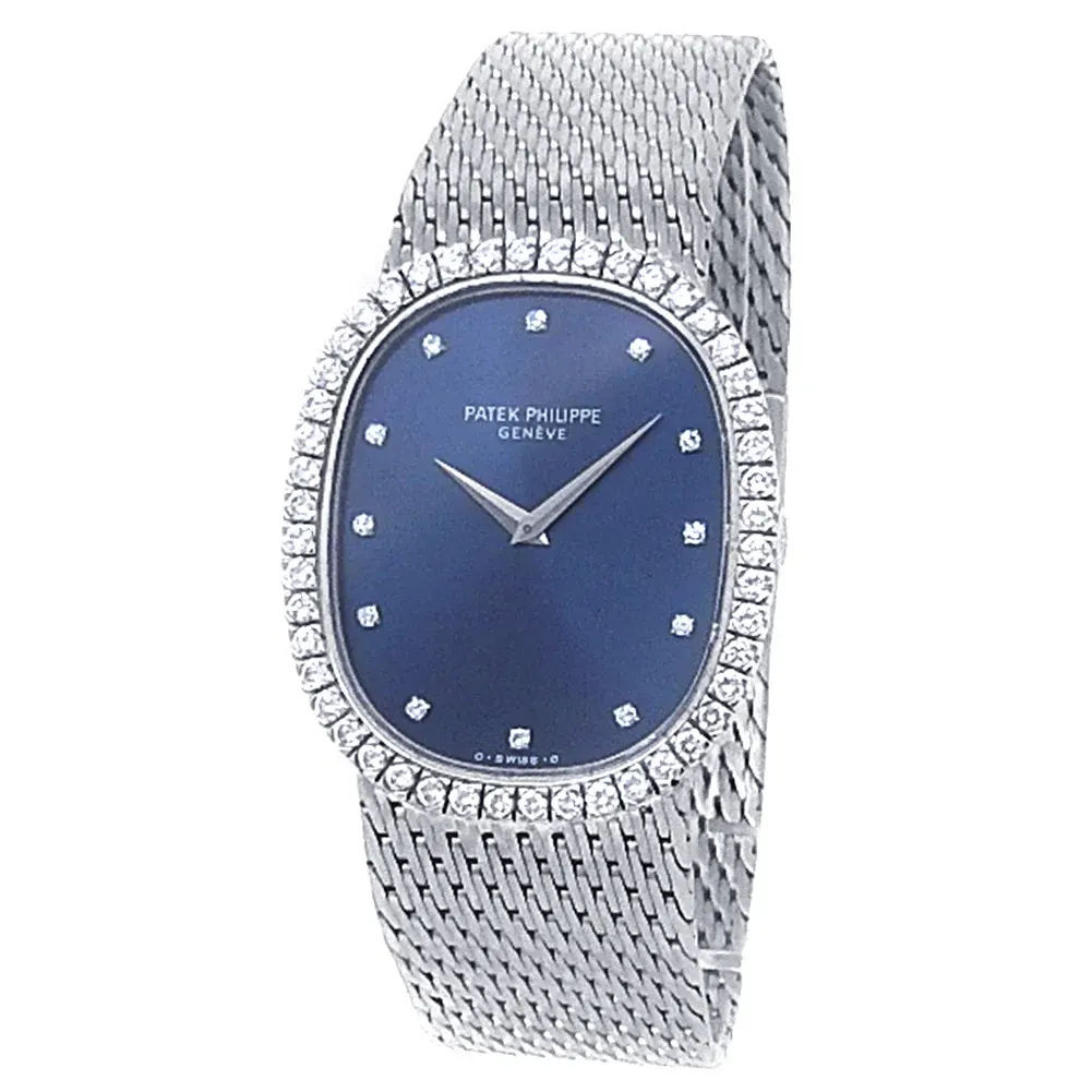 1980 Patek Philippe Golden Ellipse White Gold / Diamond-Set / Blue / Diamond-Set / Bracelet 3748/009