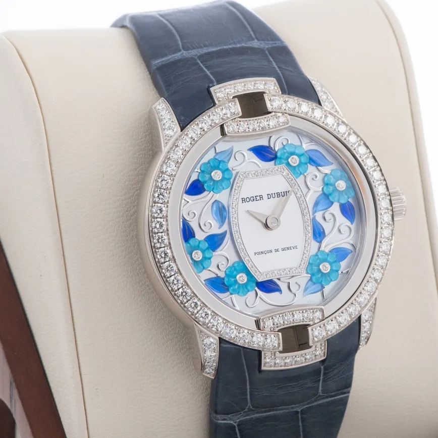 2025 Roger Dubuis Velvet 36 White Gold / Diamond-Set / MOP/Grand Feu enamel flowers set/Diamond-Set / Strap - Limited to 88 Pieces RDDBVE0054