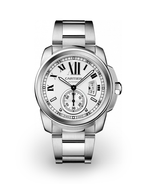 Cartier Calibre de Cartier 42 Steel / Silvered / Roman / Bracelet W7100015  Model Image