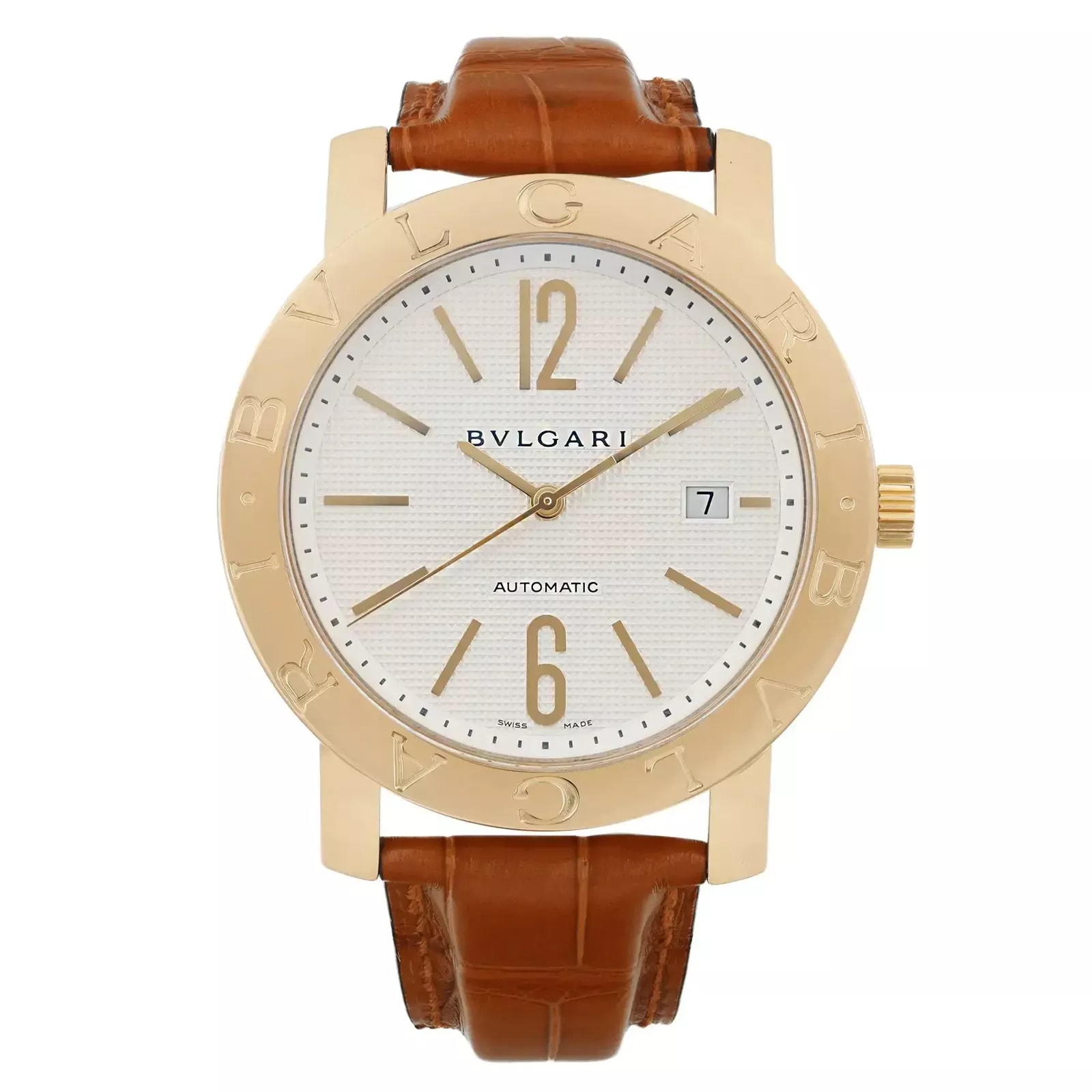 Bvlgari Diagono XL 42 Yellow Gold / White / Arabic / Strap BB42GL