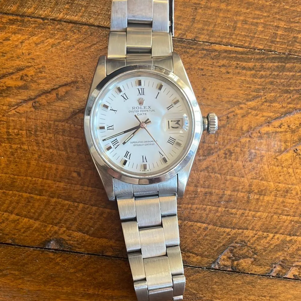 Rolex Oyster Perpetual Date 34 Steel / Smooth / White / Roman / Oyster 15200 Listing Image 1