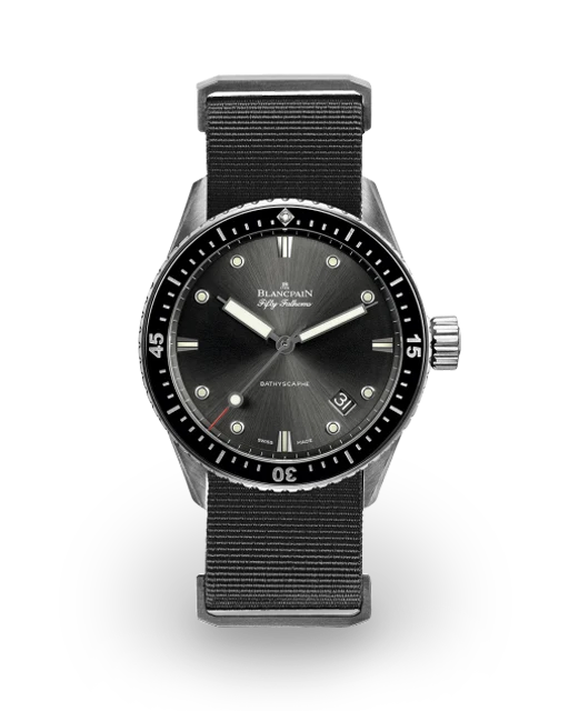 Blancpain Fifty Fathoms Bathyscaphe Stainless Steel / Grey / Grey Nato 5000-1110-NABA  Model Image