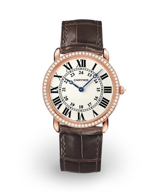 Cartier Ronde Louis Cartier 36 Rose Gold / Diamond-Set / Silvered / Roman / Strap WR000651  Model Image