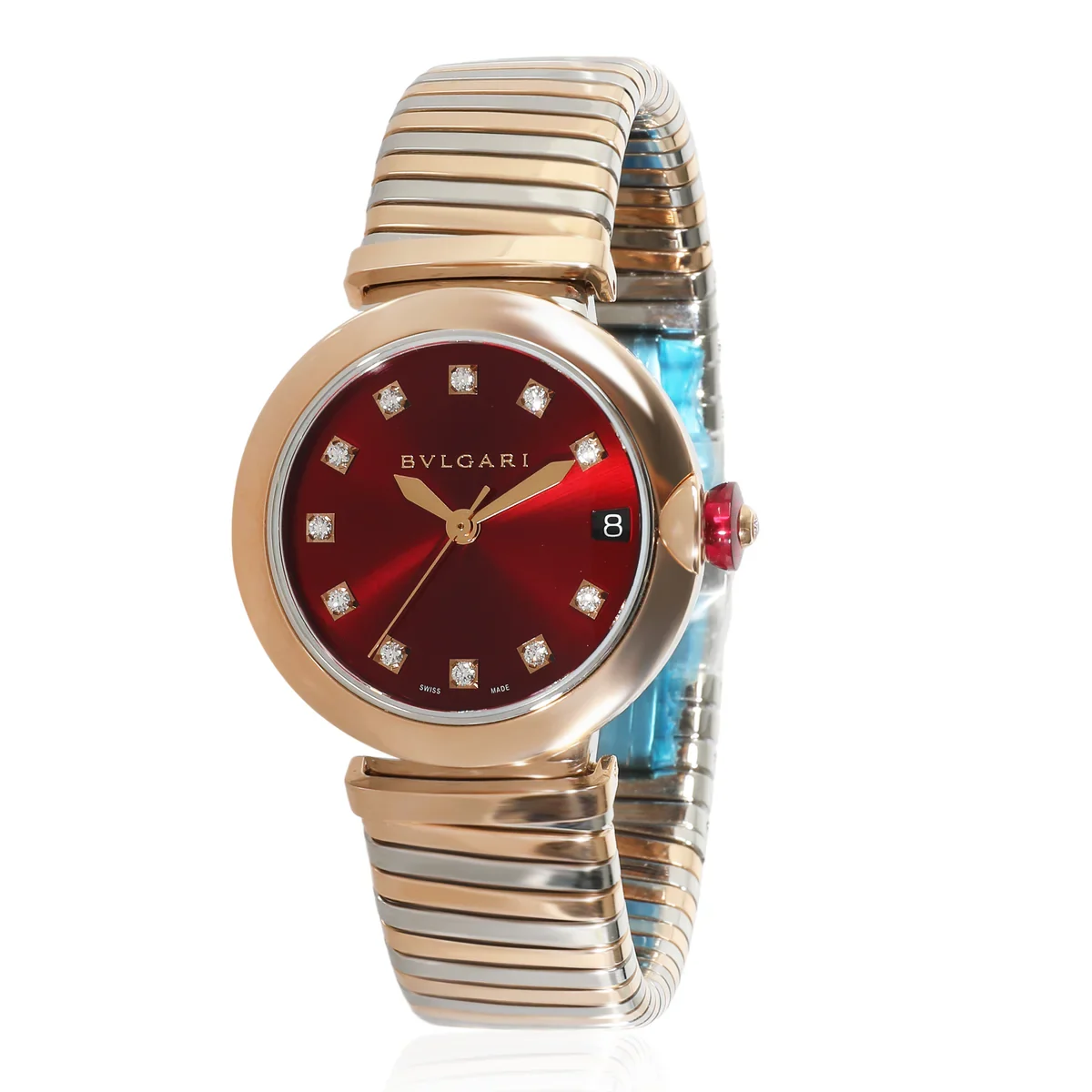 Bvlgari Lvcea Tubogas 33 Two-Tone / Red / Diamond-Set / Bracelet 103123