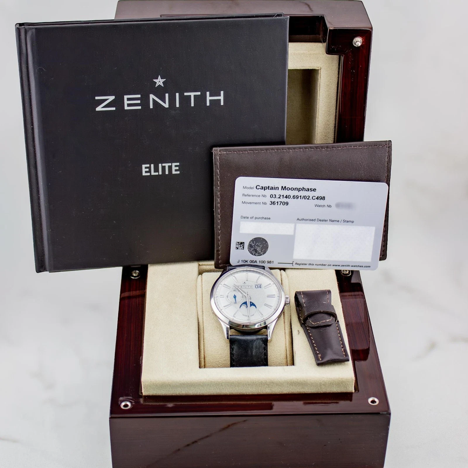 WQCビュートレ Auction: Zenith Elite Moonphase 40 Steel / Silvered with guilloche
